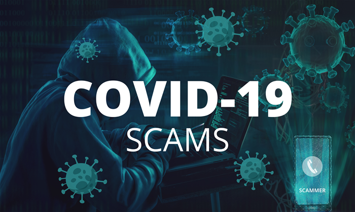 Covid-19 scammer on laptop